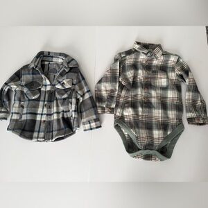 Baby Boy Fleece Sweater and Flannel Bodysuit Bundle